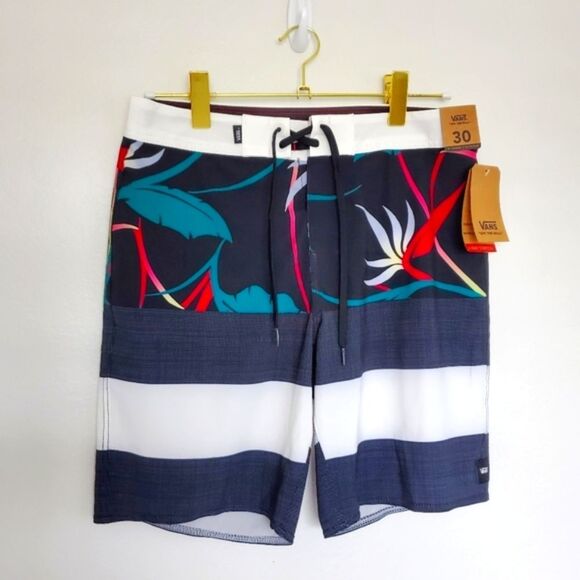 NWT Vans Era Boardshort Tropical Bird of Paradise Swimming Short Trunks Mens 30 - Picture 1 of 7